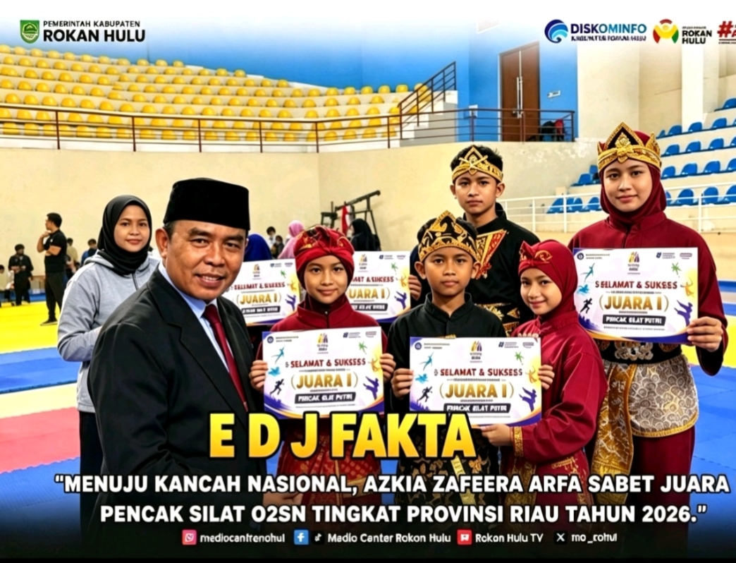 Tembus O2SN Nasional, Azkia Zafeera Arfa Persembahkan Juara 1 Pencak Silat untuk Rokan Hulu
